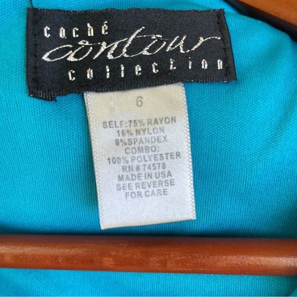CACHE CONTOUR Women’s Blue Teal Sheath Pencil Dress Sleeveless Mini Size 8 - Picture 11 of 11